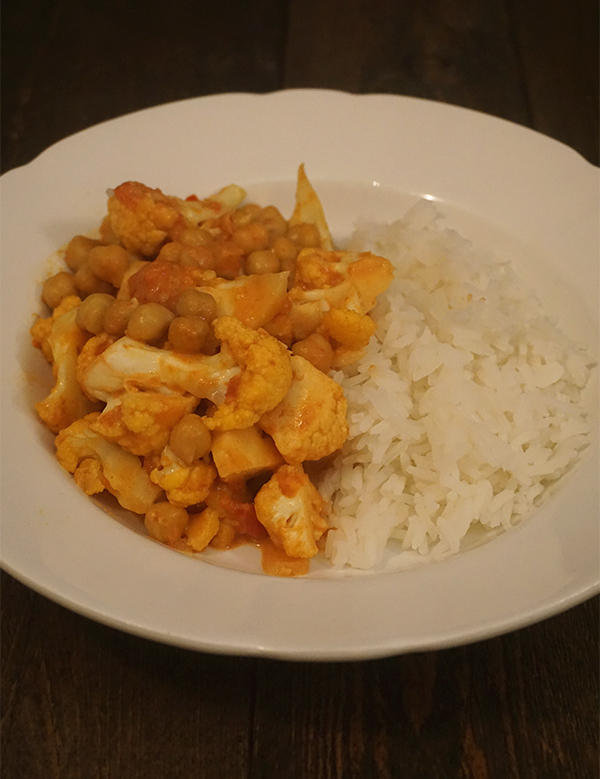 bloemkool curry met kikkererwten