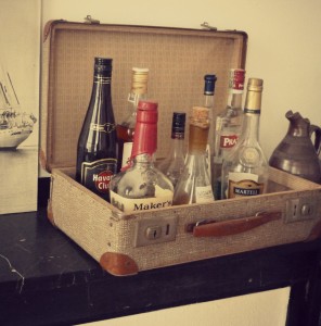Vintage suitcase bar