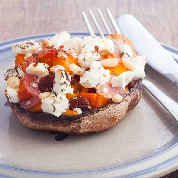 Portobello met pompoen en geitenkaas