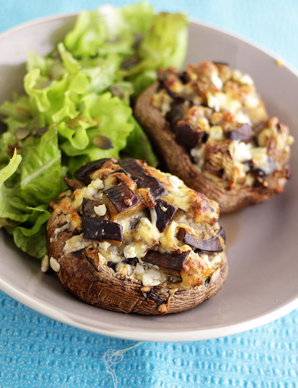 portobello gevuld met aubergine