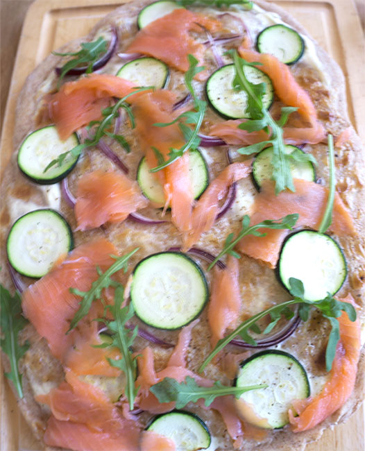 Flammkuchen met zalm