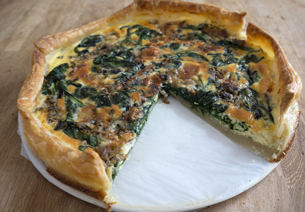 Quiche met bladspinazie en gorgonzola 