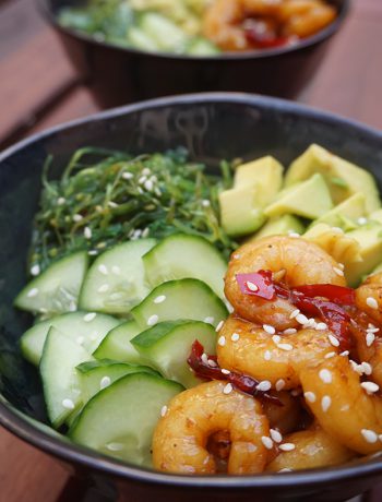 Poke bowl met garnalen